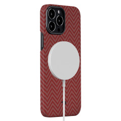 Карбоновый чехол Pitaka MagEZ Case 2 Red/Orange (Herringbone) для iPhone 13 Pro Max (KI1307PM)