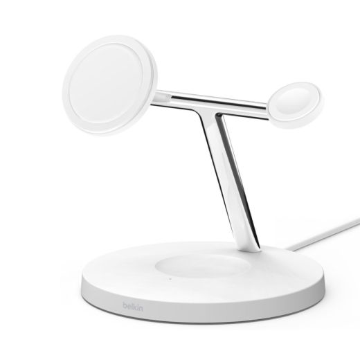 Бездротова зарядка Belkin 3 в 1 MagSafe iPhone Wireless Charger White (WIZ017vfWH)
