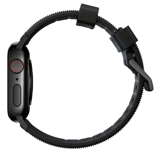Силиконовый ремешок Nomad Rugged Band Black Rubber / Silver Hardware для Apple Watch 40мм | 41мм | 42mm