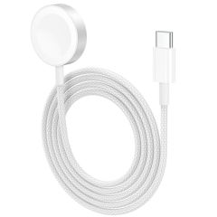 Плетений кабель Hoco CW46 Type C Magsafe Magnetic Watch Wireless Charger White для Apple Watch